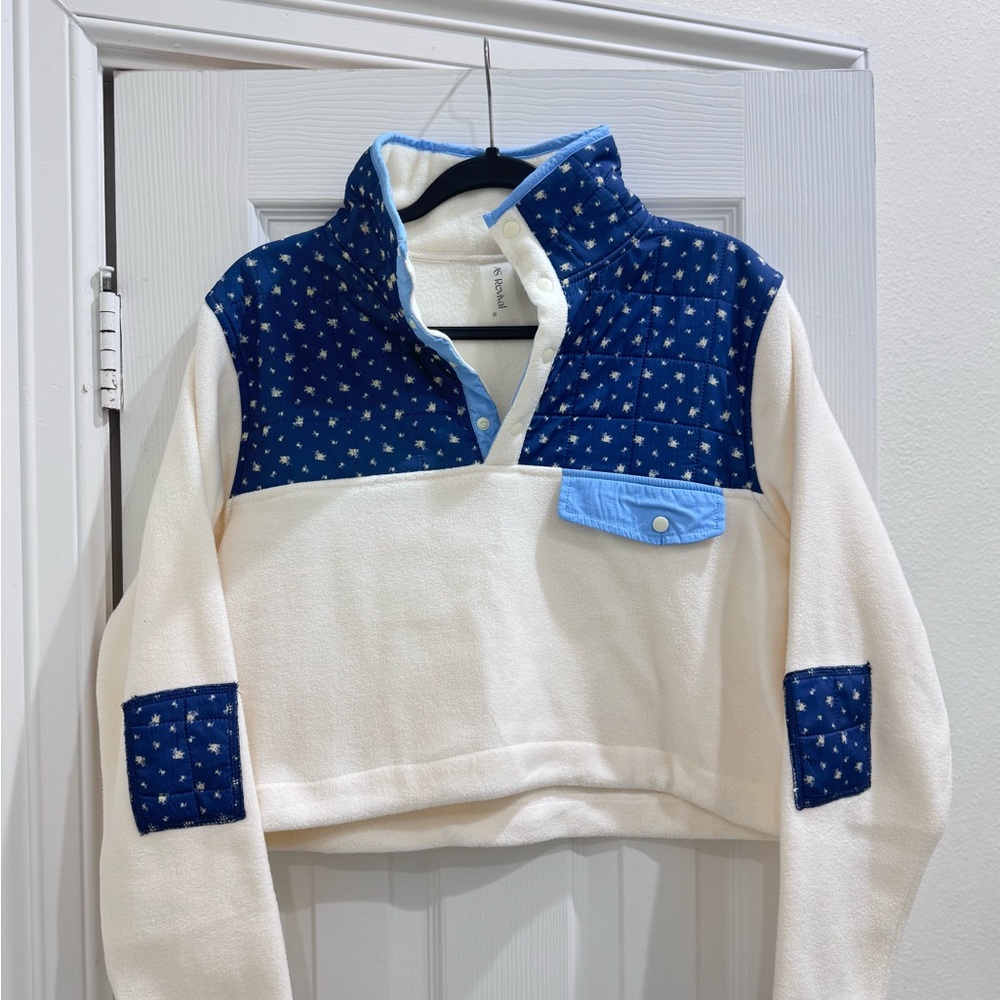 Altar’d State Cream Patchwork Fleece Pullover